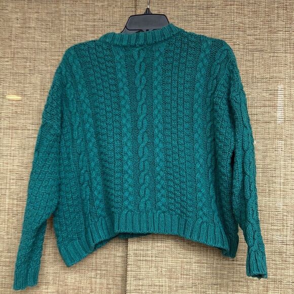 Aerie emerald green cropped cabled cotton blend boxy sweater - Picture 7 of 7